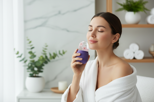 Woman using Ice Roller